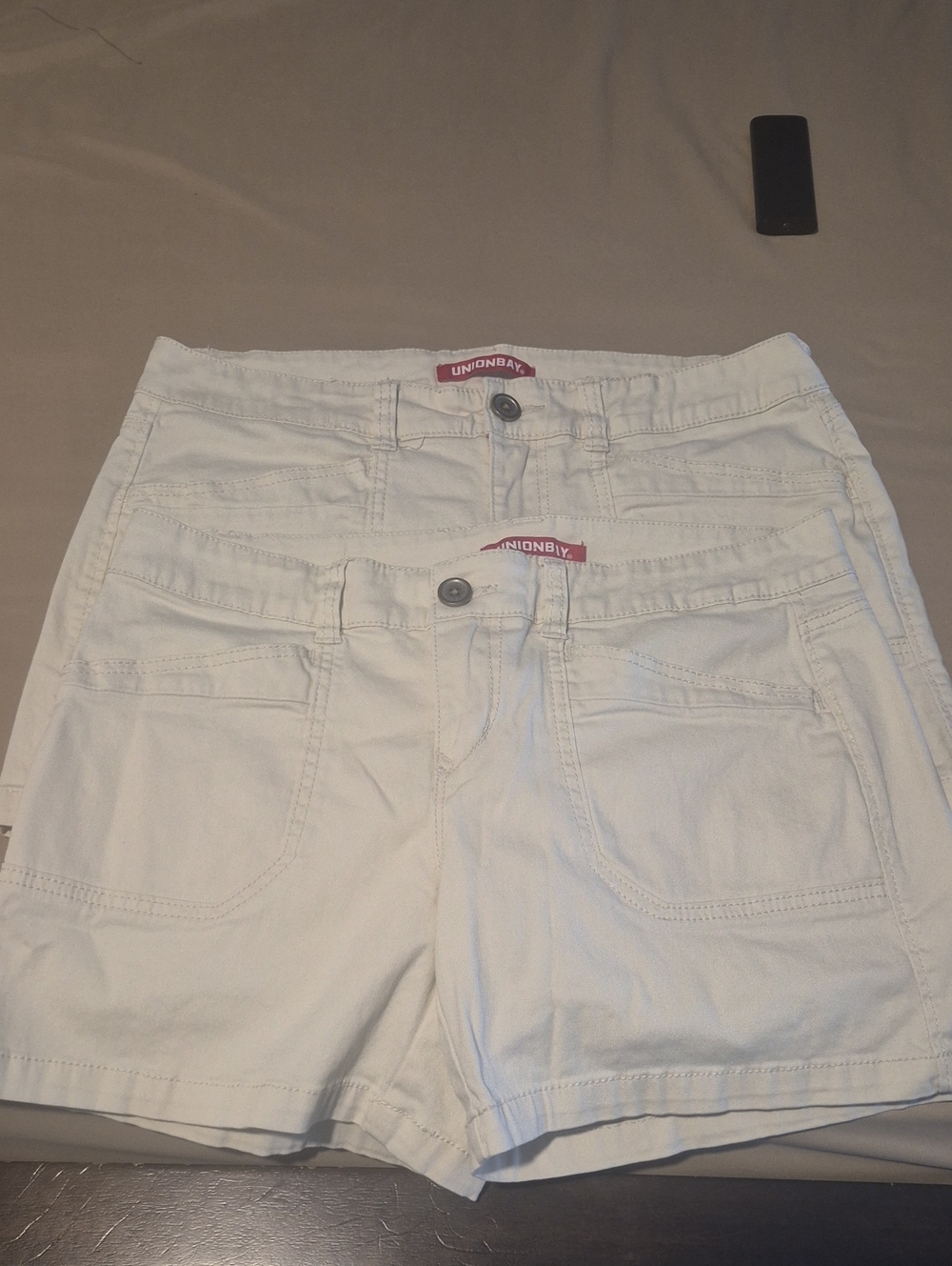 Two Pairs Of UNIONBAY Stone Color Junior’s Shorts